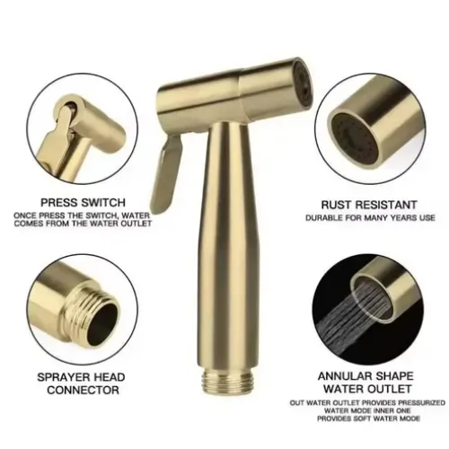 Stainless Steel Muslim Toilet Shower Set | Silver - Black - Gold - Product Image
