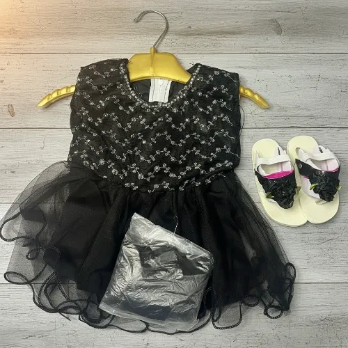 Baby Girl Minnie Bunny Dungaree Set with Matching Shoes - Product Image