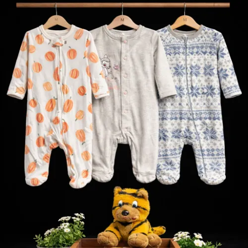 Baby Romper Set (6-9 Months) with Tiger Plush Toy - Product Image