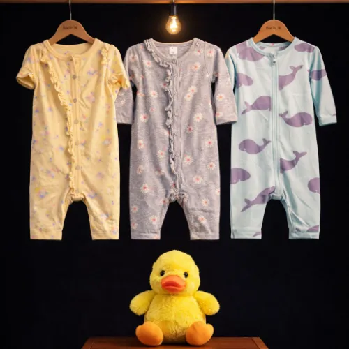 Rompers Set For Baby Girls (18 Months) with Duck Soft Toy - Product Image