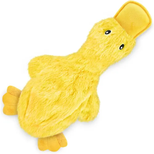 Best Pet Supplies Interactive Squeaky Dog Chew Toy, Ideal Dog Toys for Chewers, Small, Medium & Large Dogs, and Fetch Lovers - Crinkle Duck (Yellow), Large - Product Image