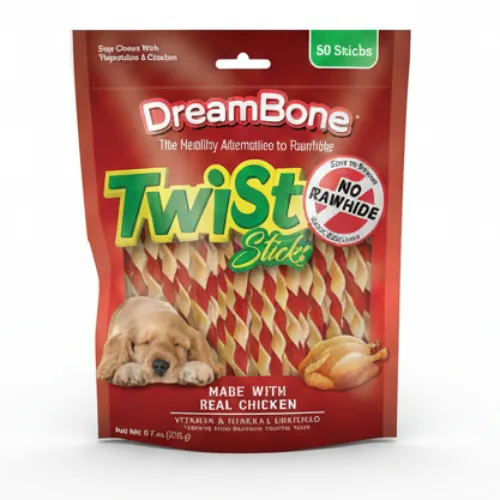 DreamBone Twist Sticks, Made With Real Chicken, Rawhide-Free Chews for Dogs, 50 Count - Product Image