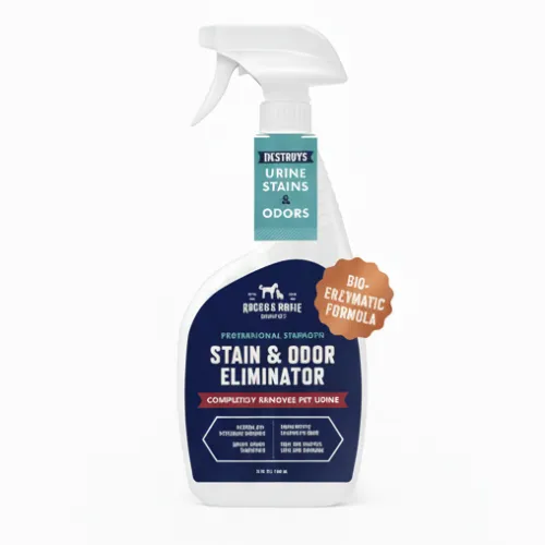 Rocco & Roxie Supply Co. Stain & Strong Odor Eliminator, Enzyme Cleaner, Pet Odor Eliminator for Home - Carpet Stain Remover for Cats & Dog Pee - Urine Destroyer - Carpet Cleaner Spray Clear, 32 Fl Oz - Product Image