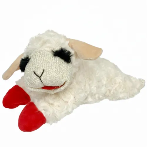 Multipet Lamb Chop Dog Plush Toy - Squeaky Toy for Small & Medium Dogs - Extra Soft Plush - Stuffed Animal for Cuddling & Playing (10, Cream, 5 Squeakers) - Product Image