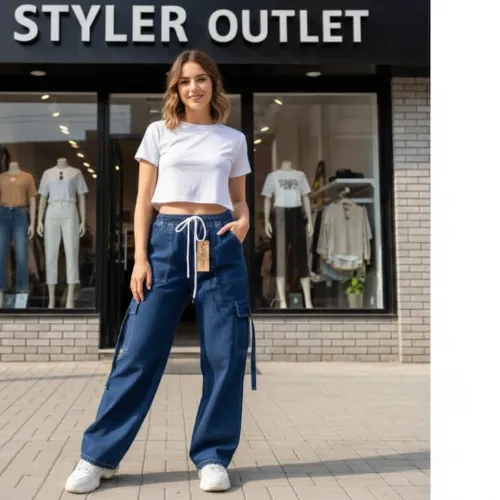 Wide-Leg Cargo Trousers - Product Image