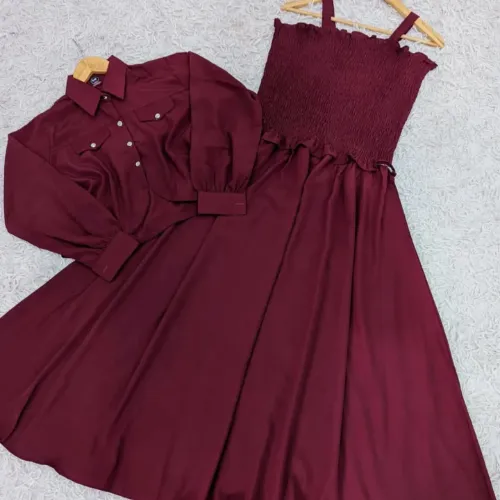 Smoking Style Premium Quality  Jarjet Wool Free Size Maxi Dress  - Product Image