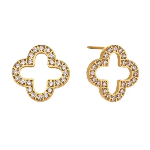 Hollow Clover Studded Earrings - Product Image