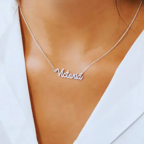 Personalized Name Necklace - Silver - Product Image