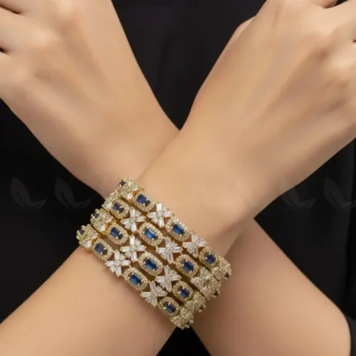 Luxurious Precious Formed Bangles - Blue - Product Image