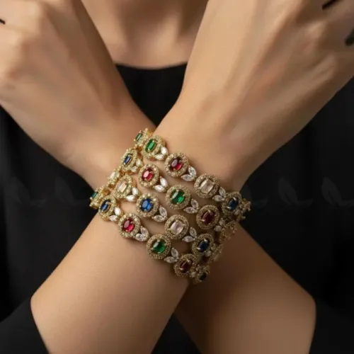 Exquisite Precious Formed Bangles - Multi - Product Image