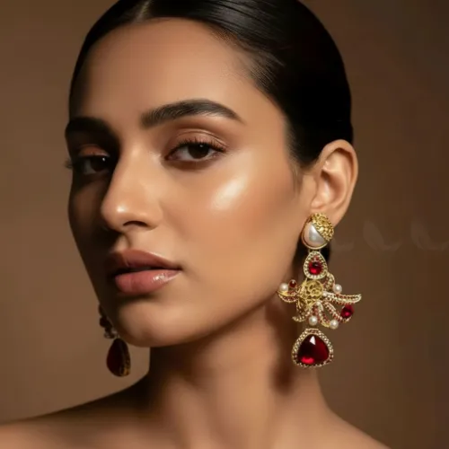 Bella Ruby Statement Drop Earrings - Product Image