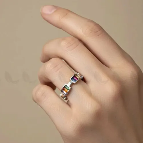 Celestial Multi Hued Bar Ring - Product Image