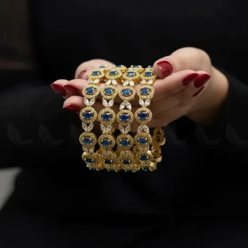 Exquisite Precious Formed Bangles - Blue - Product Image