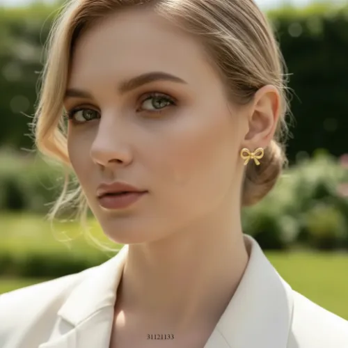 Chic Ribbon Bow Stud Earrings - Product Image