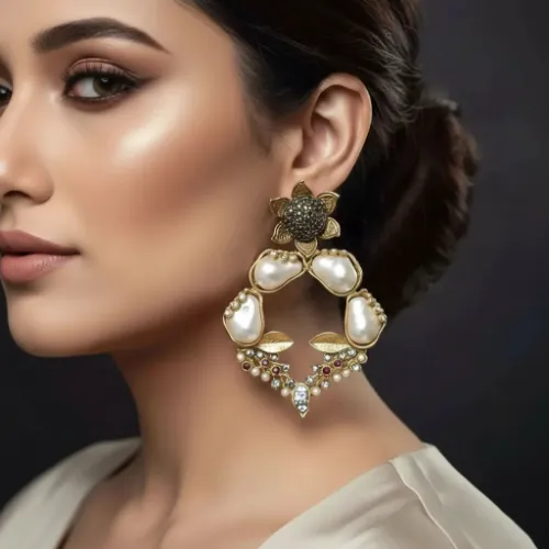 Antique Turkish Baroque Pearl Earrings - Product Image