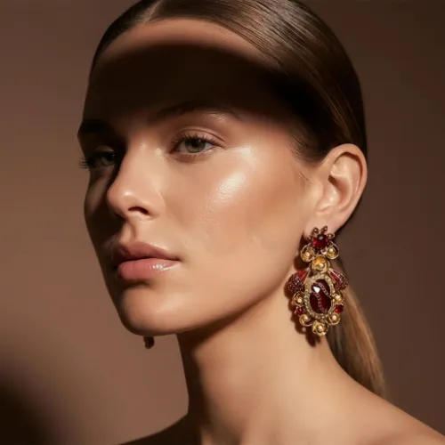 Diana Ruby Beads Earrings - Product Image