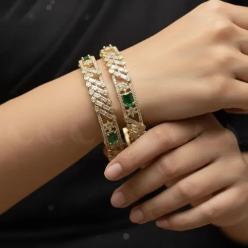 Gilded Scepter Crystal Arm Bangles - Product Image