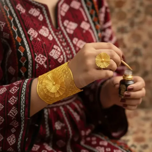 Grand Floral Statement Bangle Ring Set - Product Image