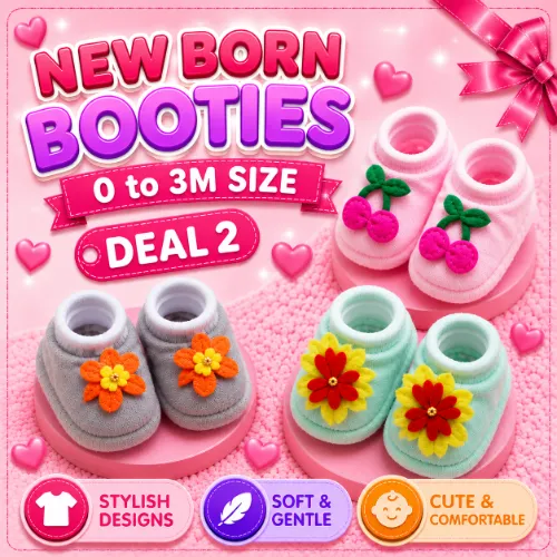 New Born Booties Pack of 3 Deal 2 - Product Image