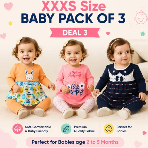 XXXS-3 to 5 Month Baby Dress Pack of 3 Deal 3 - Product Image