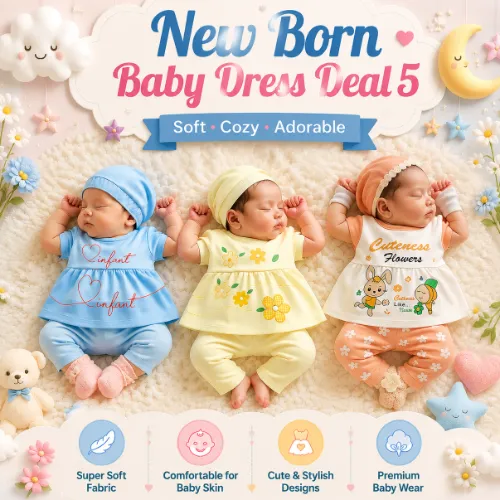 New Born Baby Dress Pack of 3 Deal 5 - Product Image