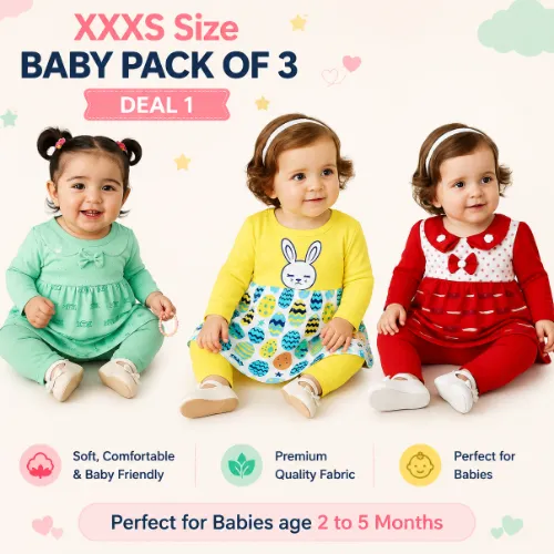 XXXS-3 to 5 Month Baby Dress Pack of 3 Deal 1 - Product Image