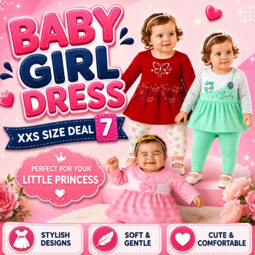 XXS-6 to 9 Month Baby Dress Pack of 3 Deal 7 - Product Image