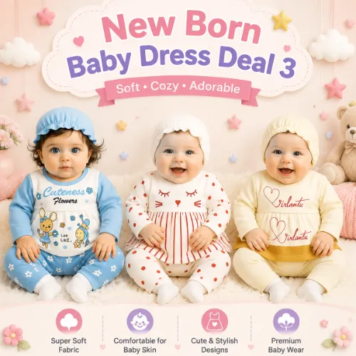 New Born Baby Dress Pack of 3 Deal 3 - Product Image
