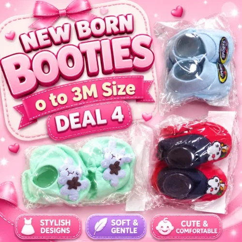 New Born Booties Pack of 3 Deal 4 - Product Image