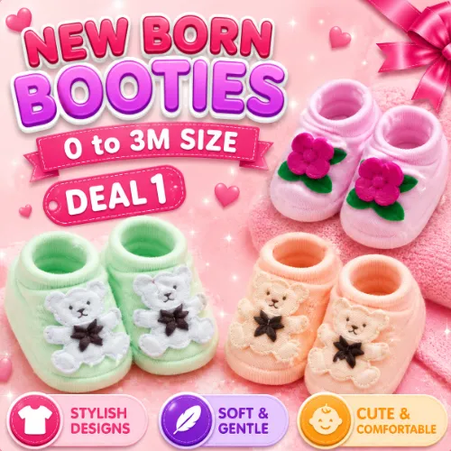 New Born Booties Pack of 3 Deal 1 - Product Image