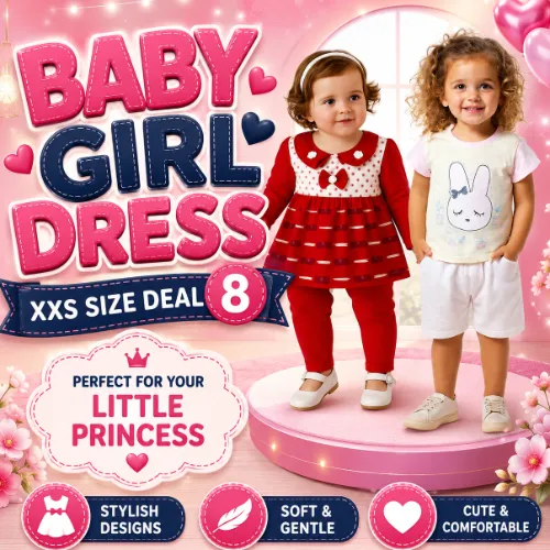 XXS-6 to 9 Month Baby Dress Pack of 3 Deal 8 - Product Image