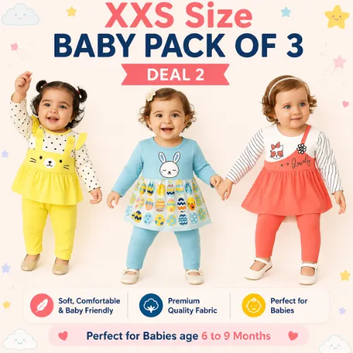 XXS-6 to 9 Month Baby Dress Pack of 3 Deal 2 - Product Image