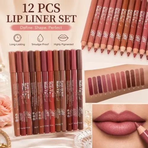 12 Pcs Velvet Creamy Lip Pencils, High Pigmented,