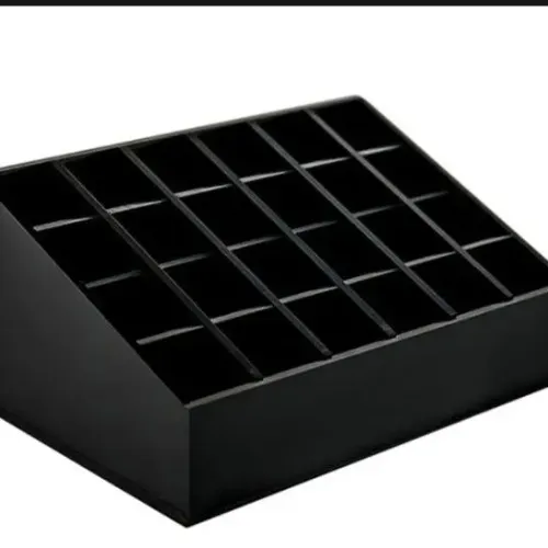 Black ABS Plastic 16-Compartment Makeup Organizer