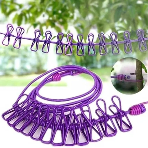 Cloth Drying Rope with Hooks