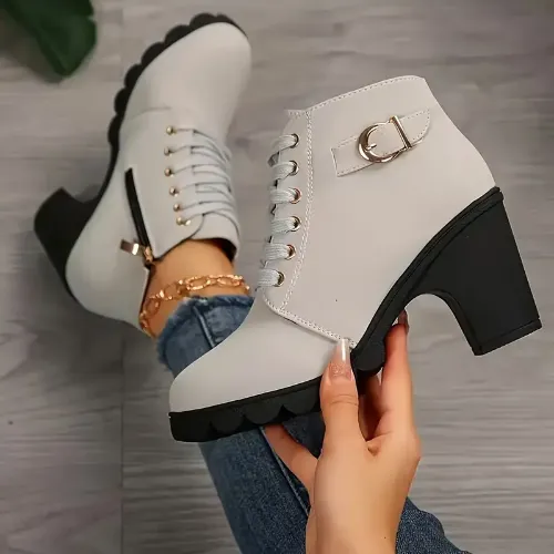 Ankle Boots with Side Zipper Closure - Product Image