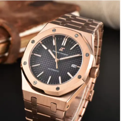 Fully automatic mechanical watch with NH35 movement, stainless steel strap, water-resistant, and sapphire glass watch face. - Product Image