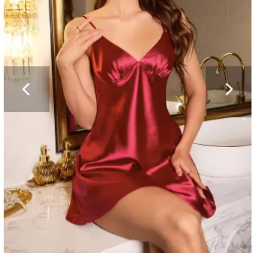 New V-neck sexy pure color simple halter skirt light and comfortable womens nightdress - Product Image