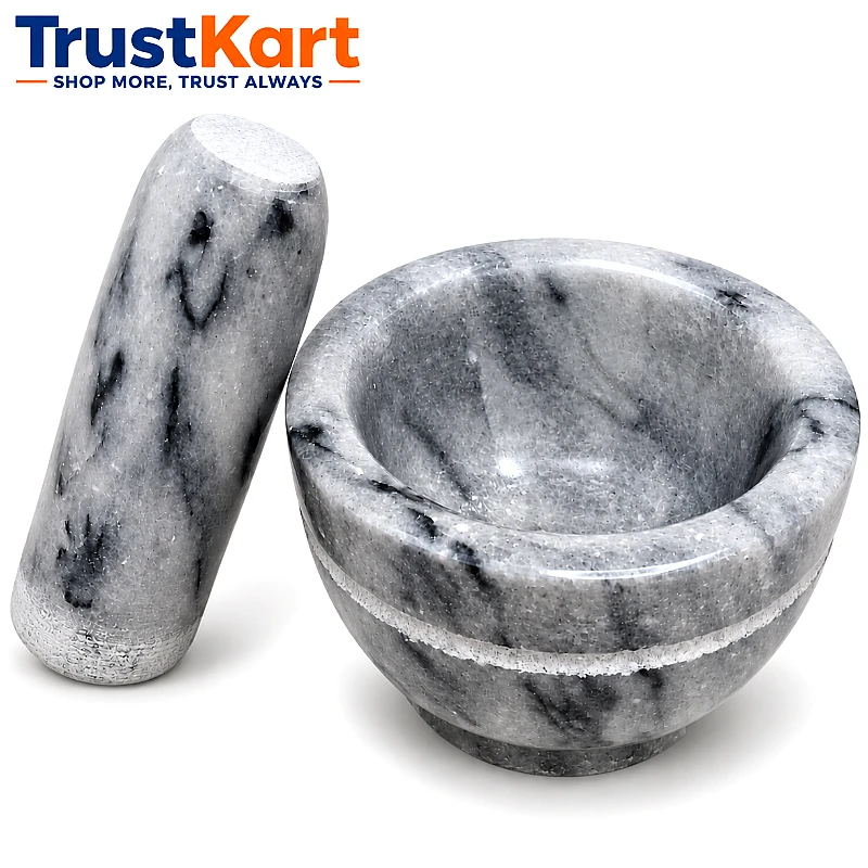 4 × 3 Marble Gray Imam Dasta with Marble Pestle