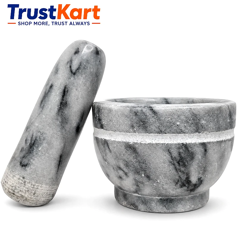 4 × 3 Marble Gray Imam Dasta with Marble Pestle