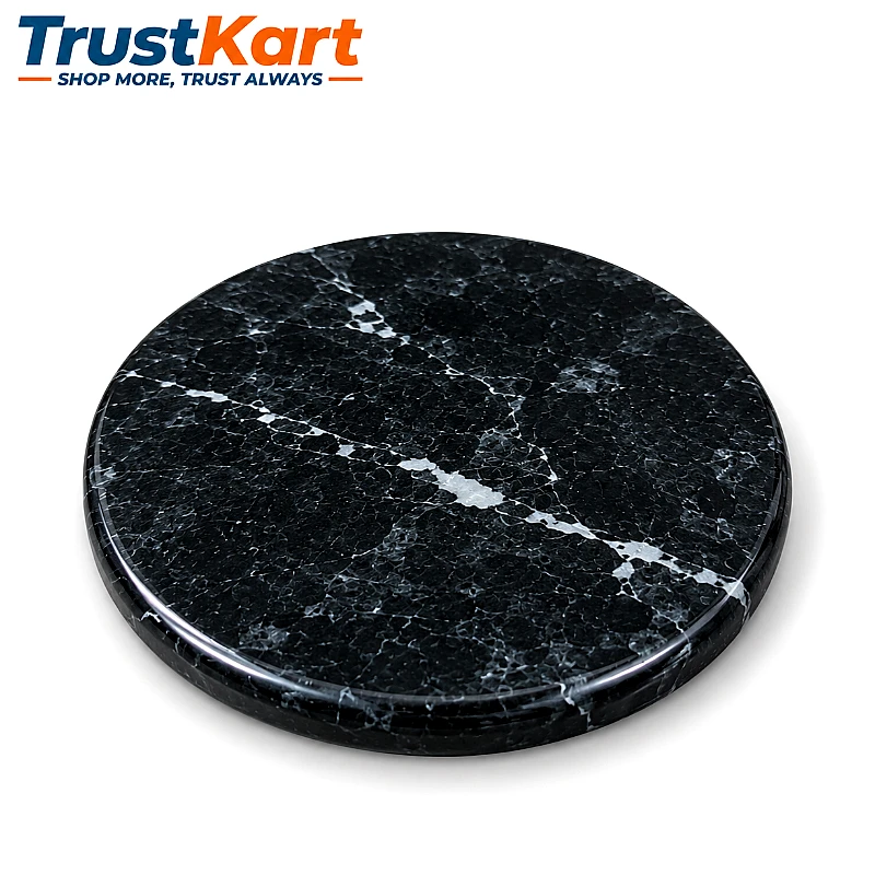 4 Black Marble Round Coaster Set
