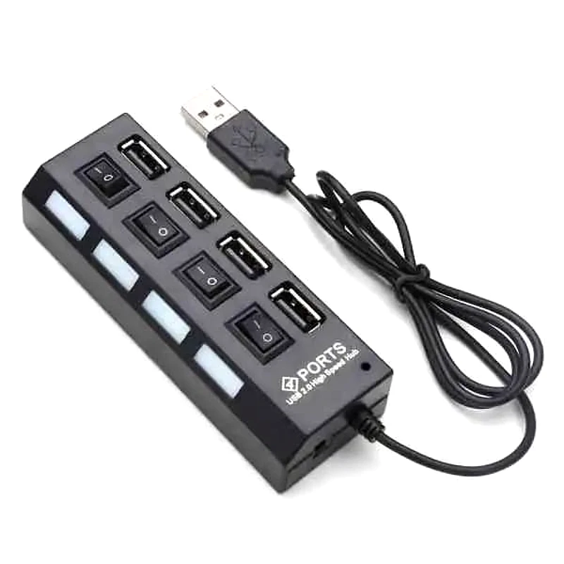 4 Port USB 2.0 Hub with Individual Switches