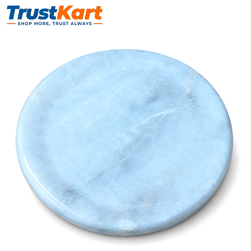 4 White Marble Round Coaster Set 