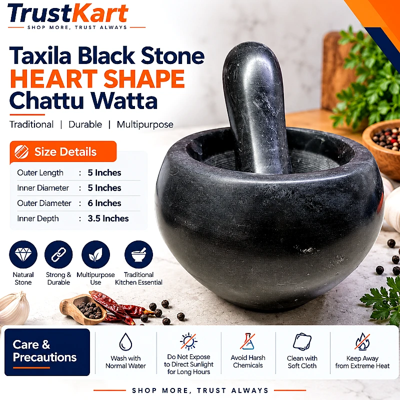 5 Taxila Black Stone Heart Shape Chattu Watta