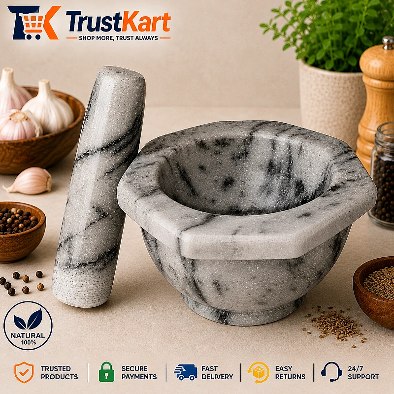 7x4″ Octagon Shape Marble Mortar & Pestle