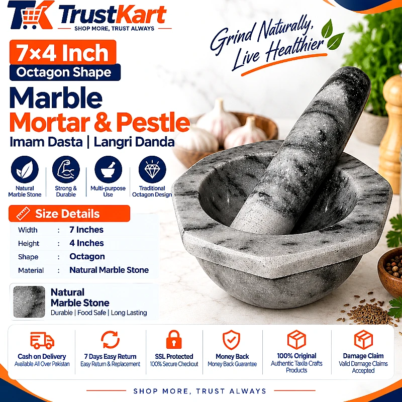 7x4″ Octagon Shape Marble Mortar Pestle