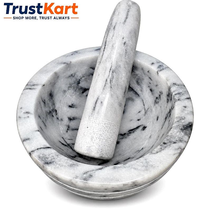 8 × 4 Marble Gray Imam Dasta with Marble Pestle