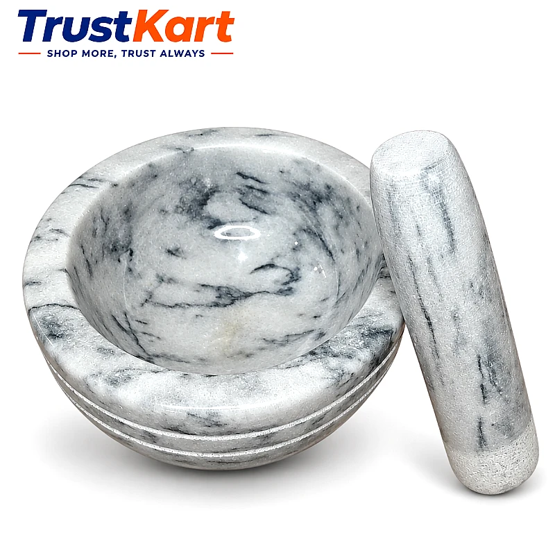 8 × 4 Marble Gray Imam Dasta with Marble Pestle
