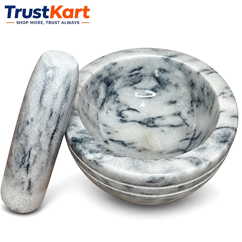 8 × 4 Marble Gray Imam Dasta with Marble Pestle
