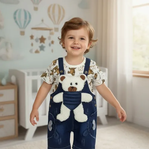 Baby Teddy Bear Denim Dungaree Se - Product Image